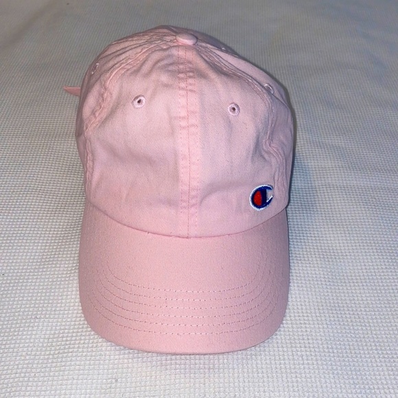 Champion Logo Spell out Baseball Hat Strap Back Adjustable Pink Color - Picture 2 of 12
